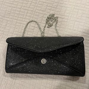 Sol cross body black glitter evening bag
